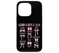 Bow God Say I Am Christian Girl Teen Women Biblia Verso Regalos Carcasa para iPhone 13 Pro