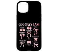 Bow God Say I Am Christian Girl Teen Women Biblia Verso Regalos Carcasa para iPhone 15 Plus