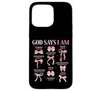 Bow God Say I Am Christian Girl Teen Women Biblia Verso Regalos Carcasa para iPhone 15 Pro Max