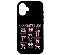 Bow God Say I Am Christian Girl Teen Women Biblia Verso Regalos Carcasa para iPhone 16