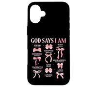 Bow God Say I Am Christian Girl Teen Women Biblia Verso Regalos Carcasa para iPhone 16 Plus