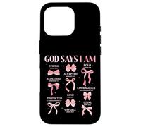 Bow God Say I Am Christian Girl Teen Women Biblia Verso Regalos Carcasa para iPhone 16 Pro