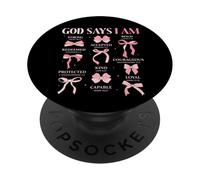 Bow God Say I Am Christian Girl Teen Women Biblia Verso Regalos PopSockets PopGrip Adhesivo