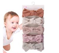 Bow Headbands for Baby Girls, Baby Bows Headbands - 18x3.5cm Head Wrap Hair Accessories, Set of 5 Hairbands with Knot for Photo Booth Props, Shower, and Everyday Wear