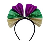 Bow Headbands for Women | Large Sequin Bow Headband for Women - Mardi Gras Headband Decoration, Cute Headbands Bows Hair Band Mardi Gras Hair Accessory for Women and Kids
