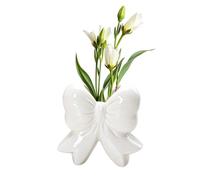 Bow Jarrón - Ceramic Bow Shaped Decorative Jarrón y Makeup Brush Holder 12.5x4.5x12cm | Elegante Tabletop V́ase For Dried Flowers, Pampas Grass, Coffee Table, Shelf, Bedroom, Sala de estar, Oficina