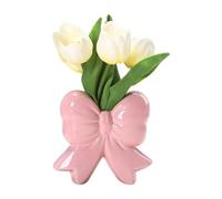 Bow Jarrón - Ceramic Bow Shaped Decorative Jarrón y Makeup Brush Holder 12.5x4.5x12cm | Elegante Tabletop V́ase For Dried Flowers, Pampas Grass, Coffee Table, Shelf, Bedroom, Sala de estar, Oficina