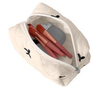 Bow Makeup Bag, Cosmetic Organizer, Aesthetic Large Toiletry Bag, Long Lasting Makeup Pouch Travel Pencil Purse for Women and Girls, 6,3 x 3,54 x 3,54 pulgadas, Cream Colored, Se référer au descriptif