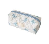 Bow Pattern Stationery, Portable Makeup Pouch, College Student Organizer, Toiletry Travel Case, 7,87 x 3,15 x 3,15 pulgadas, Trendy Choice for Students, Office Workers and Travelers, azul, Se référer