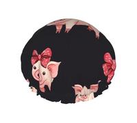 Bow Pigs - Gorro de ducha impermeable y reutilizable para mujer, cubierta elástica para el pelo, para baño, spa, viajes y uso diario