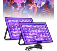 BOWEICORE 100W Foco Luz Negra 2 Piezas, Luz Ultravioleta Impermeables IP66, 395-400nm UV Light para Fiesta Neon, Halloween, Navidad, Fiesta Glow, Fiesta Fluorescente, Discoteca, Arte y decoración