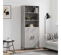 BOWEKAM Armarios y almacenamiento-buffets y aparadores-Highboard gris Sonoma 69,5 x 34 x 180 cm, madera de ingeniería
