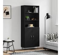 BOWEKAM Armarios y almacenamiento-buffets y aparadores-Highboard negro 69,5 x 34 x 180 cm, madera de ingeniería