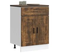 BOWEKAM Armarios y almacenamiento-gabinetes de cocina-gabinete base de cocina- Madera de roble ahumado Porto