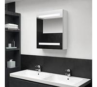 BOWEKAM Armarios y almacenamiento-Muebles de tocador de baño - Muebles de tocador LED para baño con espejo de baño, color blanco brillante, 50 x 14 x 60 cm
