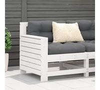 BOWEKAM Asientos al aire libre para exteriores, sofá seccional para exteriores, reposabrazos de jardín, color blanco, 69 x 62 x 70,5 cm, madera maciza de pino