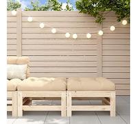 BOWEKAM Asientos al aire libre, sofás seccionales para exteriores, reposapiés de jardín con cojines, 2 piezas de madera maciza de pino