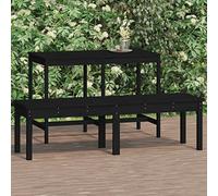 BOWEKAM Banco de jardín de 2 plazas, color negro, 159,5 x 44 x 45 cm, madera maciza de pino