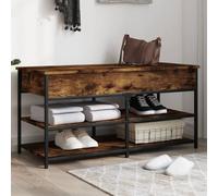 BOWEKAM Banco para zapatos, roble ahumado, 100 x 42,5 x 50 cm, muebles de madera, bancos, bancos de almacenamiento y entrada