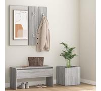 BOWEKAM Bancos, banco de almacenamiento y entrada, juego de muebles de pasillo, color gris, madera de ingeniería Sonoma