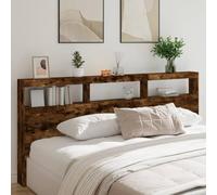 BOWEKAM Cabecero de casa y jardín con LED de roble ahumado 220 x 17 x 102 cm, elección de muebles