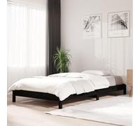 BOWEKAM Cama apilable sin colchón, color negro, 75 x 190 cm, tamaño individual, madera maciza de pino