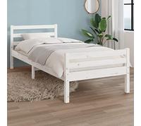 BOWEKAM Camas y accesorios-Camas y marcos de cama-Marco de cama sin colchón, madera maciza blanca, 100 x 200 cm