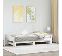 BOWEKAM Camas y accesorios-Camas y marcos de cama-Sofá cama con nido sin colchón, color blanco, 90 x 200 cm, madera maciza