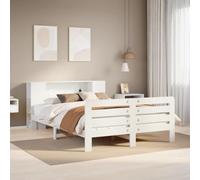 BOWEKAM Casa y Jardín - Estructura de cama sin colchón, color blanco, 140 x 200 cm, madera maciza de pino, selección de muebles