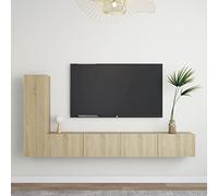 BOWEKAM Centros de entretenimiento y soportes de TV, 3 piezas, mueble de TV de madera de roble Sonoma