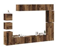 BOWEKAM Centros de entretenimiento y soportes de TV, 9 piezas, mueble de TV montado en la pared, madera vieja de madera