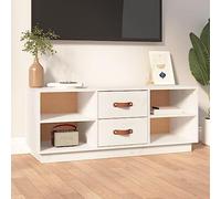 BOWEKAM Centros de entretenimiento y soportes de TV - Mueble de TV blanco 100 x 34 x 40 cm, madera maciza de pino