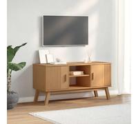 BOWEKAM Centros de entretenimiento y soportes de TV, mueble para TV, color marrón, 114 x 43 x 57 cm, madera maciza de pino