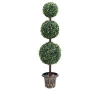 BOWEKAM Decor-Flor artificial - Planta de boj artificial con maceta en forma de bola verde, 118 cm