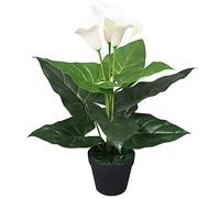BOWEKAM Decor-Flor artificial - Planta de lirio de cala artificial con maceta, 45 cm, color blanco