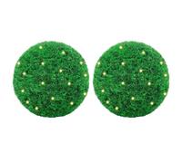 BOWEKAM Decor-Flora-Artificial Boj Bolas con Luces LED 2pcs Verde 35cm