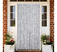 BOWEKAM Decor-Window Treatments-Window Screens-Mosquitera - Cortina de chenilla blanca y gris 100 x 200 cm
