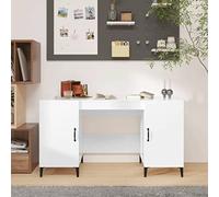 BOWEKAM Escritorio para hogar y jardín, color blanco brillante, 140 x 50 x 75 cm, diseño de madera