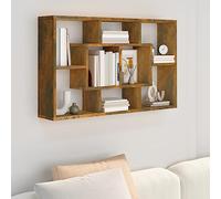 BOWEKAM Estante de pared de roble ahumado de 85 x 16 x 52,5 cm, muebles de madera, armarios y almacenamiento