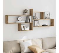 BOWEKAM Estante de pared de roble artificial, 167,5 x 18 x 68 cm, muebles de madera, estanterías, estantes de pared y repisas