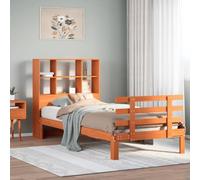 BOWEKAM Estantería de cama sin colchón, color marrón, 90 x 190 cm, madera maciza de pino