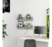 BOWEKAM Estantería de pared de 2 piezas, color gris hormigón, 80 x 11,5 x 18 cm, muebles de madera, estanterías, estantes de pared y repisas