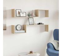 BOWEKAM Estantería de pared de roble Sonoma, 2 piezas, 100 x 15 x 20 cm, muebles de madera, estanterías, estantes de pared y repisas