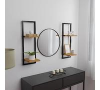 BOWEKAM Estantería de pared y repisas, 2 unidades, 25 x 25 x 75 cm, madera maciza de acacia y acero