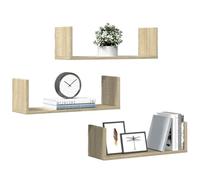 BOWEKAM Estantería de pared y repisas, 3 unidades, roble Sonoma, 58 x 18 x 18 cm, madera de ingeniería