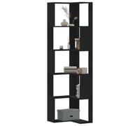 BOWEKAM Estantería esquinera de 5 niveles, color negro, 50 x 50 x 179 cm, madera de ingeniería