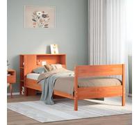 BOWEKAM Estantería para cama sin colchón, color marrón, 75 x 190 cm, madera maciza de pino