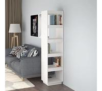 BOWEKAM Estanterías y estanterías de pie, armario para libros, divisor de habitación, color blanco, 40 x 35 x 167 cm, madera maciza de pino