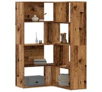 BOWEKAM Estanterías y estantes de pie, estantería esquinera de 4 niveles, madera antigua, 85 x 85 x 140 cm, madera de ingeniería