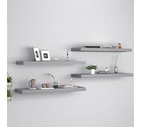 BOWEKAM Estantes de pared y repisas, 4 unidades, tablero DM, color gris, 80 x 23,5 x 3,8 cm